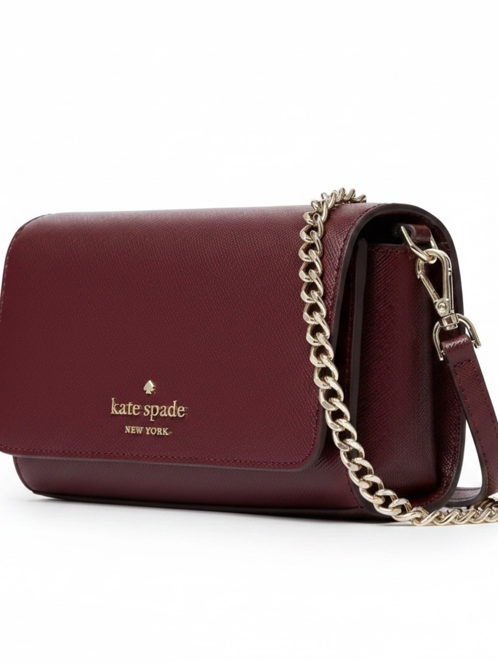 kate spade Burgundy Leather Crossbody with Gold Chain